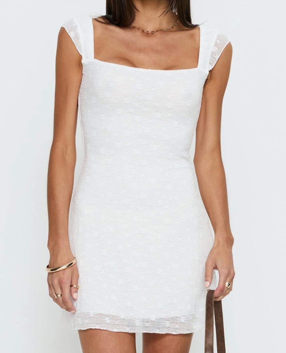 Princess Polly Lanchester Square Neck Mini Dress White 4
